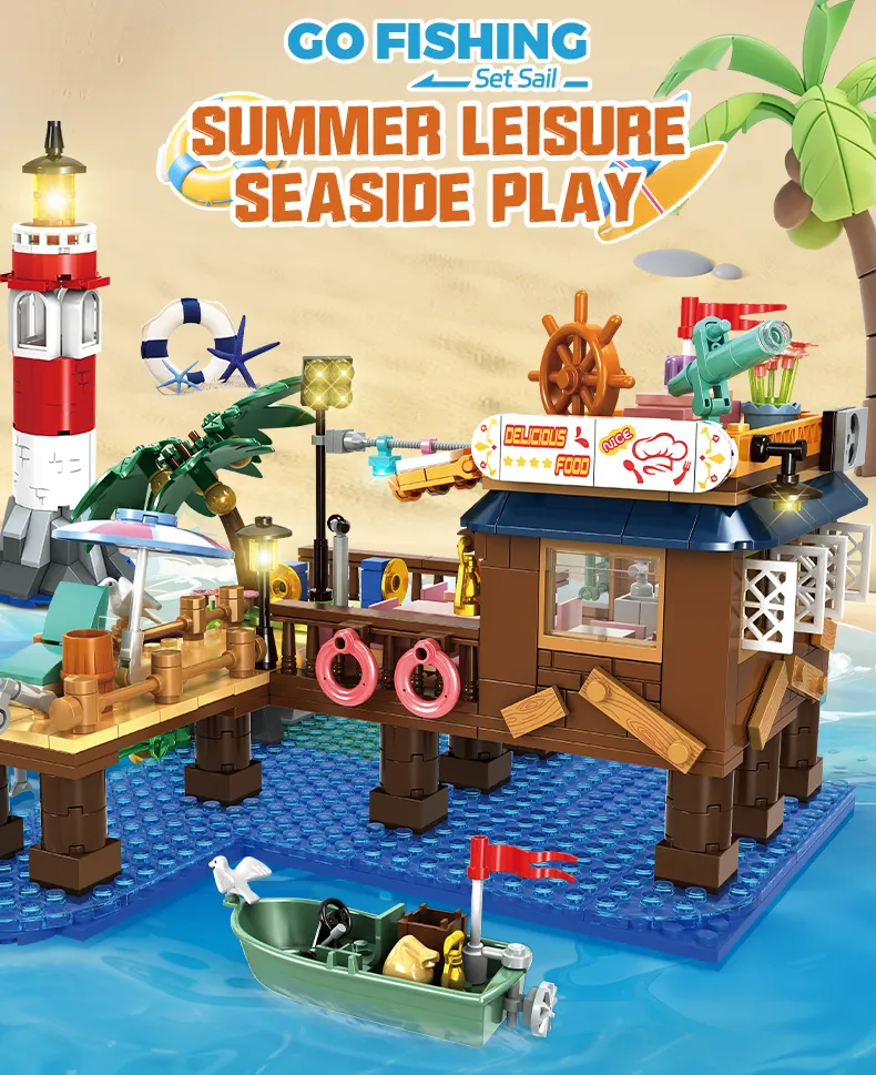 set de constructie tematica pescuit